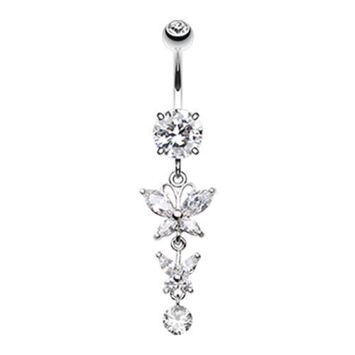 14g Clear Double Glam Butterfly Belly Button Ring