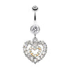 Clear Double Layered Sparkling Heart Belly Button Ring