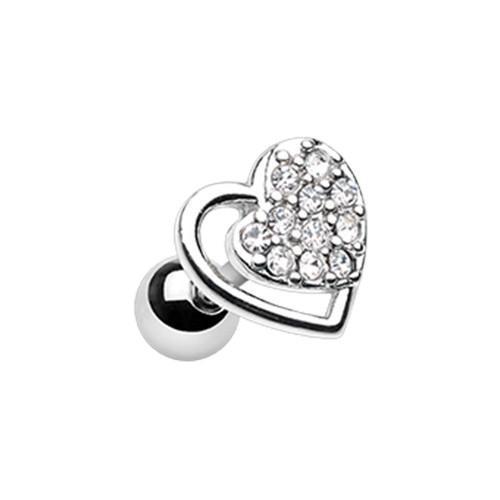 Clear Dreamy Heart Tragus Cartilage Barbell Earring - 1 Piece