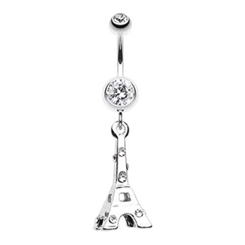 Clear Eiffel Tower Belly Button Ring