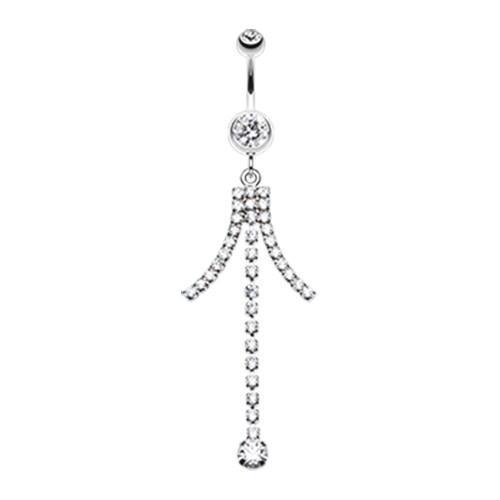 Clear Elegant Bejeweled Cascading Belly Button Ring