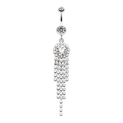 Clear Elegant Chandelier Sparkle Belly Button Ring