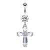 Clear Elegant Cross Sparkle Belly Button Ring