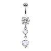 Clear Elegant Double Hearts Belly Button Ring