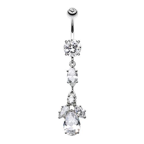 Clear Elegant Marquise Teardrop Crystalline Belly Button Ring
