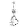 Clear Elegant Star and Heart Belly Button Ring