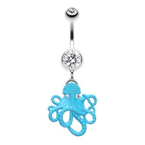 Clear Evil Octopus Belly Button Ring