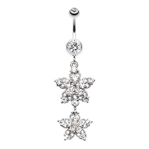 Clear Fleur Glorieux Dangle Belly Ring