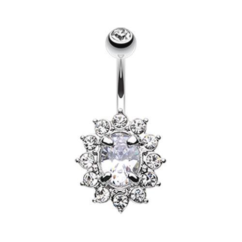 Clear Flower Dazzle Sparkle Belly Button Ring