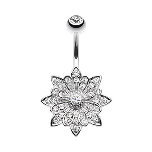 Clear Flower Enchant Belly Button Ring