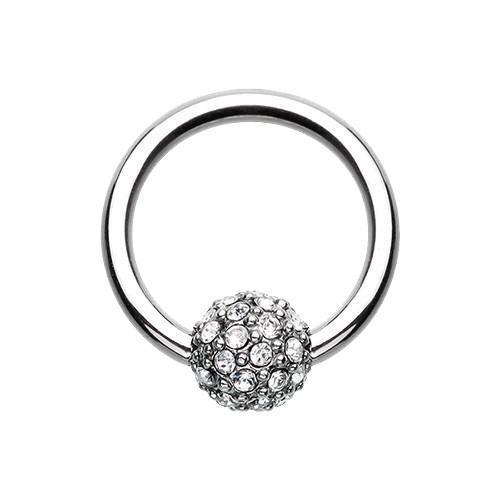 Clear Full Dome Pave Captive Bead Ring