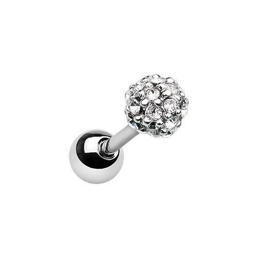 Clear Full Dome Pave Tragus Cartilage Barbell Earring - 1 Piece