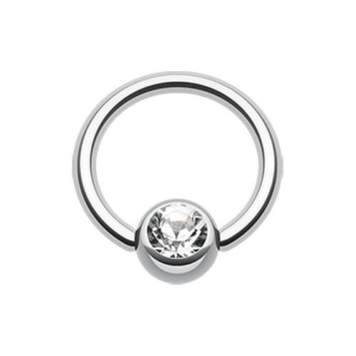 Clear Gem Ball Steel Captive Bead Ring