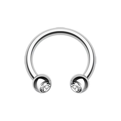 Clear Gem Ball Horseshoe Circular Barbell