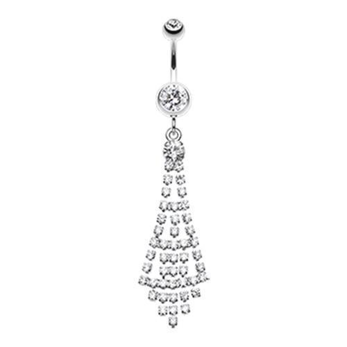 Clear Gem Drops Belly Button Ring