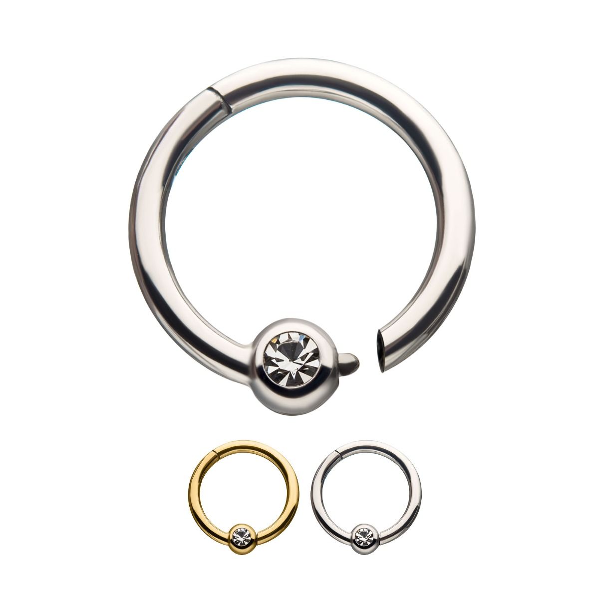SEAMLESS CLICKER Clear Gem Hinged Segment rings -Rebel Bod-RebelBod