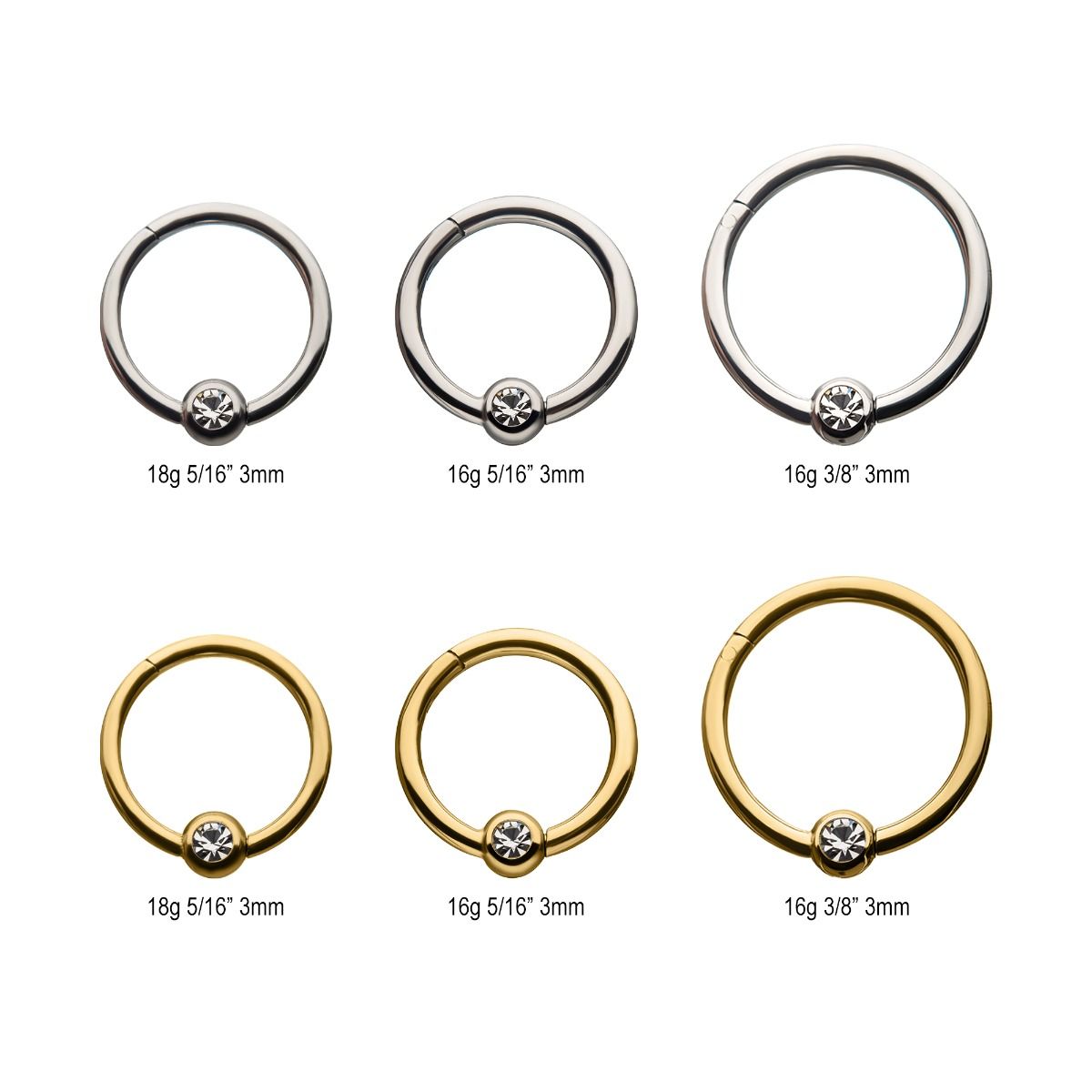 SEAMLESS CLICKER Clear Gem Hinged Segment rings -Rebel Bod-RebelBod