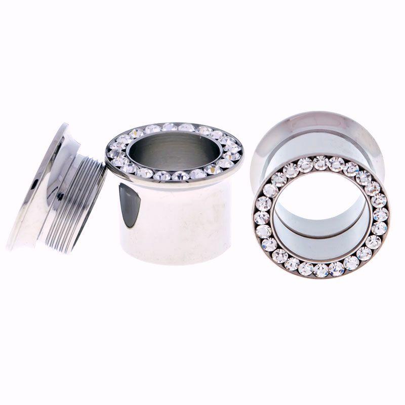 Tunnels - Double Flare Clear Gem Internally Threaded Tunnels - 1 Piece -Rebel Bod-RebelBod