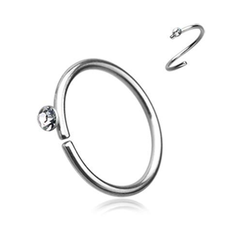Clear Gem Top Bendable Nose Hoop 18G 1mm Inner Diameter 3 8 10mm Ball Size 1 8 3mm