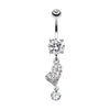 Clear Gemed Heart Belly Button Ring