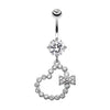 Clear Glam Heart Bow-Tie Belly Button Ring