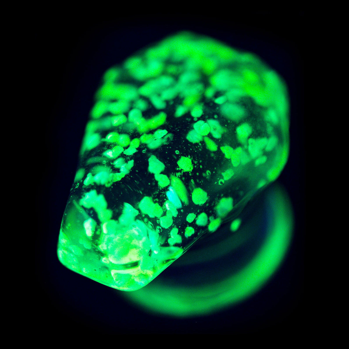 TBD-Organics Clear Glass Aurora Boreated Coated Glow in the dark Coffin Double Flare Plug -Rebel Bod-RebelBod