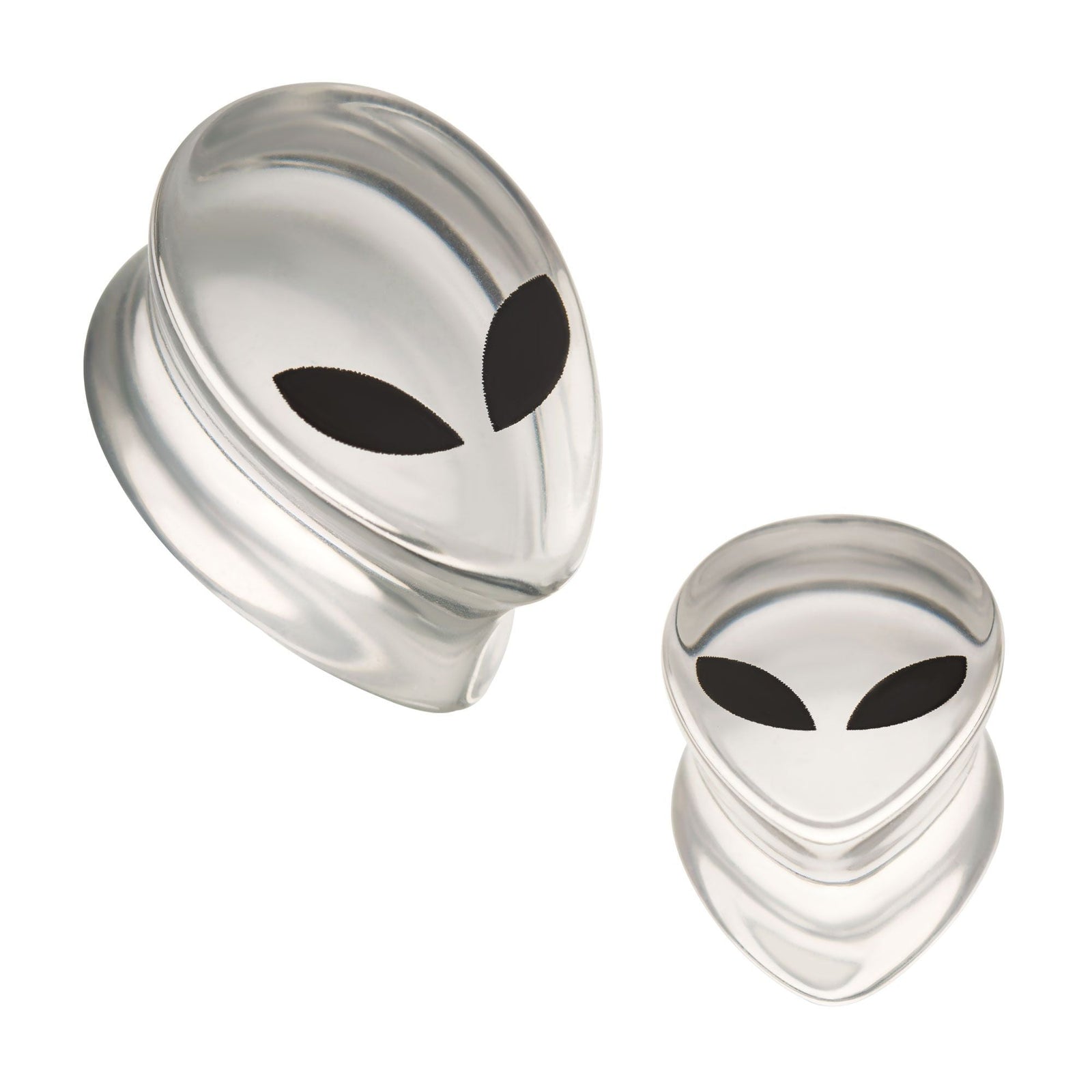 TBD-Organics Clear Glass Black Eye Alien Double Flare Plug -Rebel Bod-RebelBod
