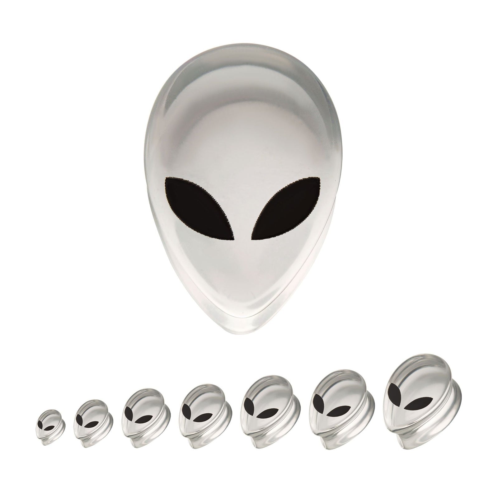 TBD-Organics Clear Glass Black Eye Alien Double Flare Plug -Rebel Bod-RebelBod