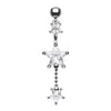 Clear Glistening Falling Stars Belly Button Ring
