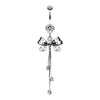 Clear Glistening Polka Dots Bow-Tie Belly Button Ring
