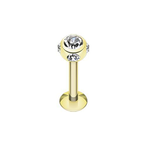 Clear Gold Plated Aurora Gem Ball Labret