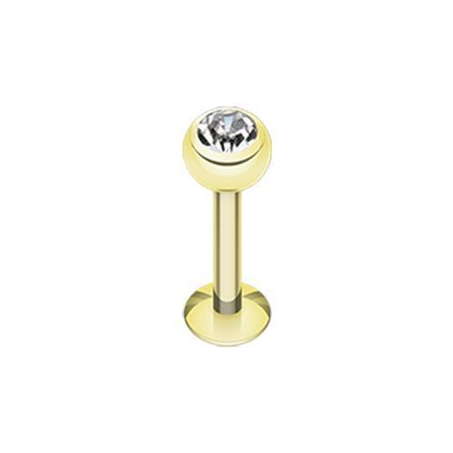 Clear Gold Plated Gem Ball Labret