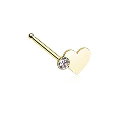 Clear Golden Adorable Heart Sparkle Nose Stud Ring