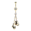 Clear Golden Boxing Gloves Sparkle Belly Button Ring