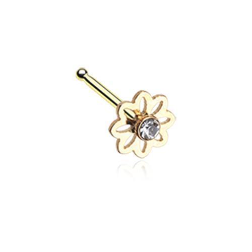 Clear Golden Daisy Breeze Sparkle Nose Stud Ring