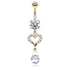 Clear Golden Darling Heart Sparkle Belly Button Ring
