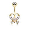 Clear Golden Delightful Butterfly Belly Button Ring