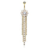 Clear Golden Exquisite Bedazzled Cascading Belly Button Ring