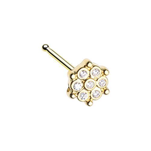 Clear Golden Extravagant Snowflake CZ Nose Stud Ring