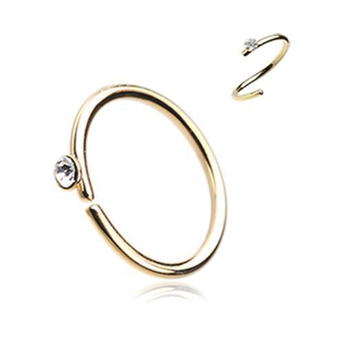 Clear Golden Gem Top Bendable Nose Hoop