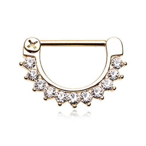 Clear Golden Glistening Multi-Gem Nipple Clicker - 1 Piece