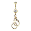 Clear Golden Handcuff Sparkle Belly Button Ring