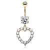 Clear Golden Heart Affection Belly Button Ring