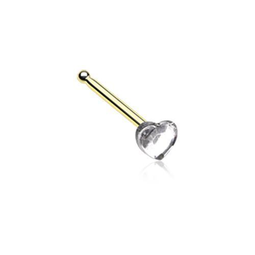 Clear Golden Heart Sparkle Nose Stud Ring