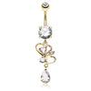 Clear Golden Hearts Delight Belly Button Ring