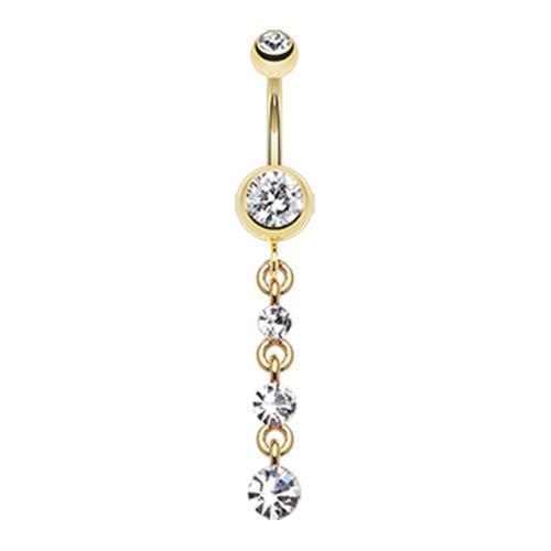 Clear Golden Journey Sparkle Belly Button Ring
