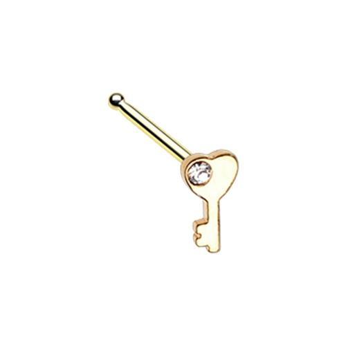 Clear Golden Key to my Heart Nose Stud Ring
