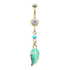 Clear Golden Leaf Your Worries Behind Belly Button Ring