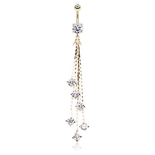 Clear Golden Lustre Drop Sparkle Belly Button Ring