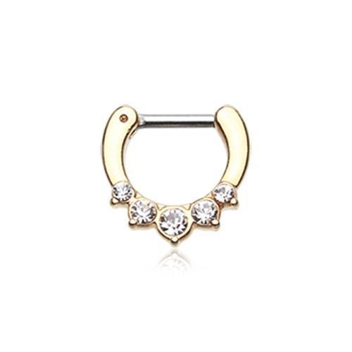 Clear Golden Multi-Gem Precia Septum Clicker / Daith Clicker - 1 Piece